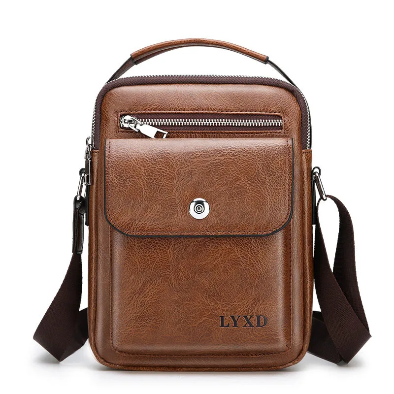 Material do plutônio masculino estilo retro multi-função pequena crossbody saco casual zíper design simples bolsa de ombro de viagem de negócios