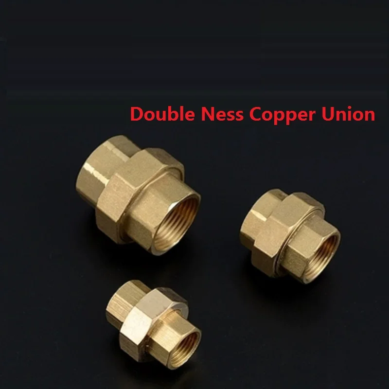 1Piece Brass Pipe Union Connector Coupling Copper Double Ness Joint Female Thread Plumbing Fittings 1/2