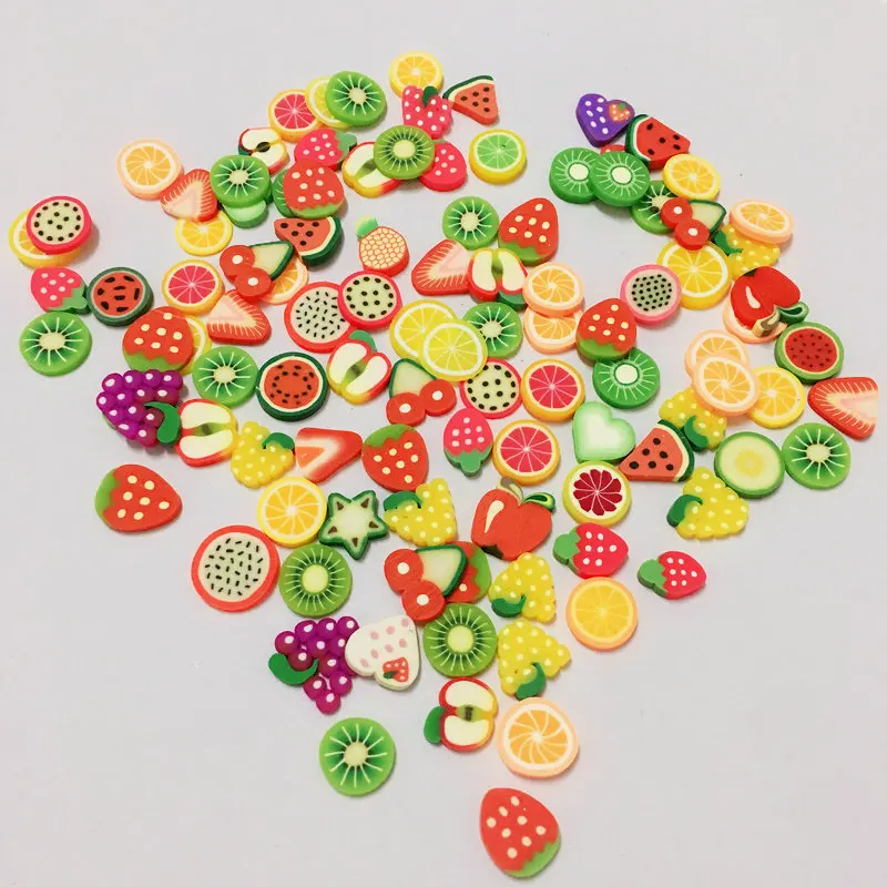 big size 10mm 500pcs/lot Polymer Clay Beads for DIY Phone Case Decorations Fruit Pattern Decoration