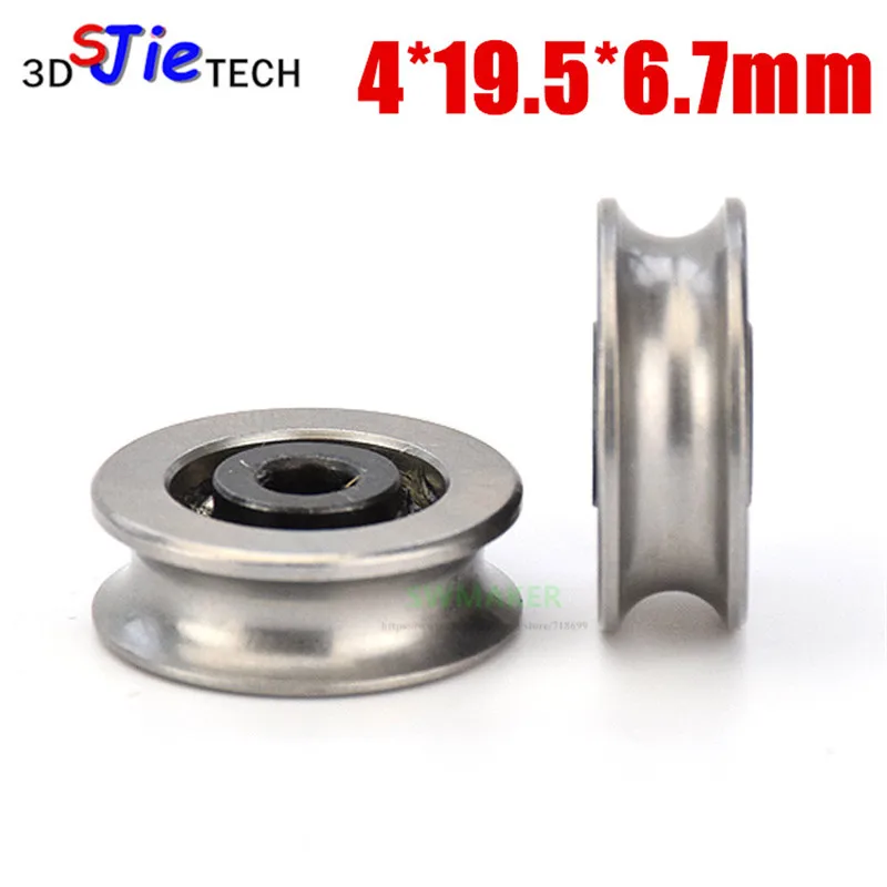 4*19.5*6.7mm U grooved bearing pulley, 440C stainless steel, rust proof lifting wheel, grooved wheel, metal wire