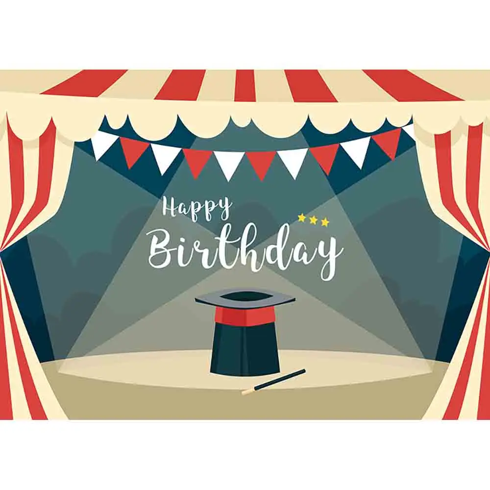 Allenjoy детский фон для фотографии цирковая палатка красный белый баннер Волшебная Шляпа С Днем Рождения