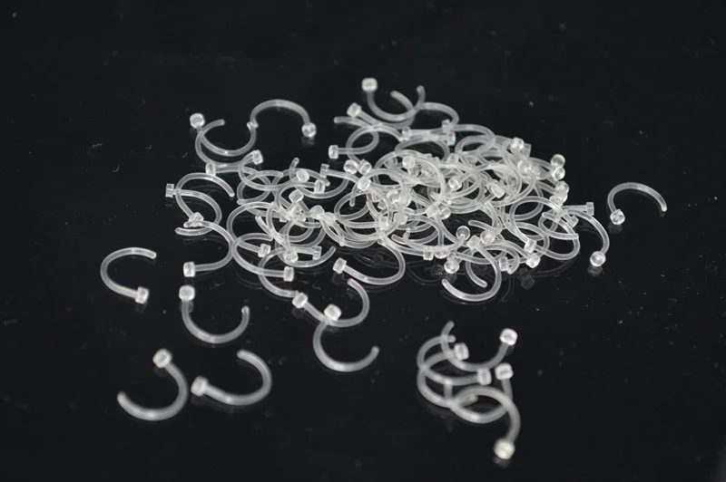 

Free shippment LOT100pcs NOSE RETAINERS HIDE PIERCING NOSE RING STUD SCREW 20g body piercing jewelry All Clear Flexible