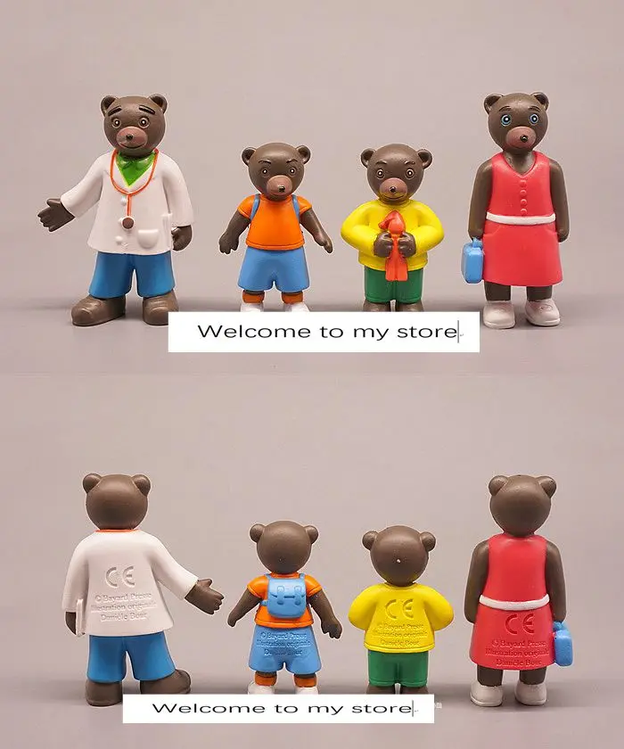 Figurka z PVC, rodzina niedźwiedzi, model, dekoracja, 4 sztuki/zestaw