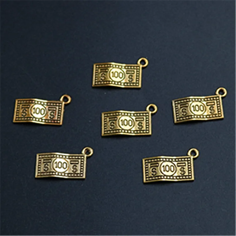 20pcs Antique Gold Color USD Alloy Pendant DIY Charms Hip Hop Style Jewelry Carfts Making 20*10mm A1219