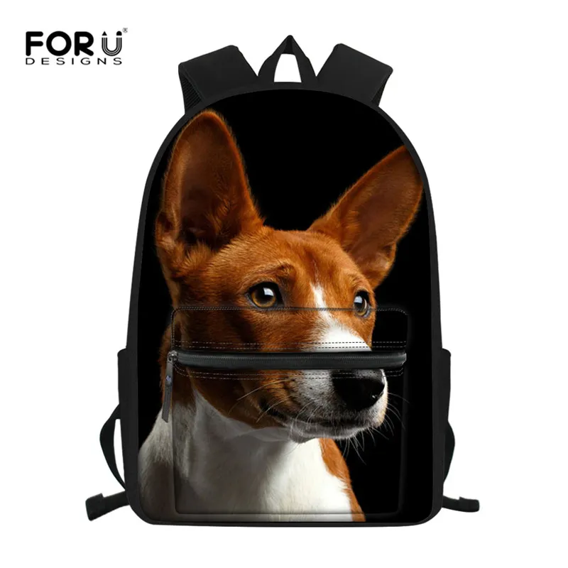 

FORUDESIGNS Backpack for Boys Girls Schoolbag for Teenagers Basenji Dog Children School Bag for Students Child Kids Mochila