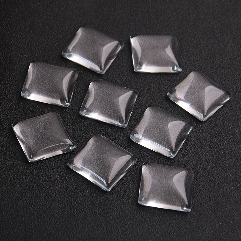 6-16pcs 3 Style Square 25/20/mm Clear Cameo Glass Cabochons Tray Pendant Cover Clear Glass Pendant