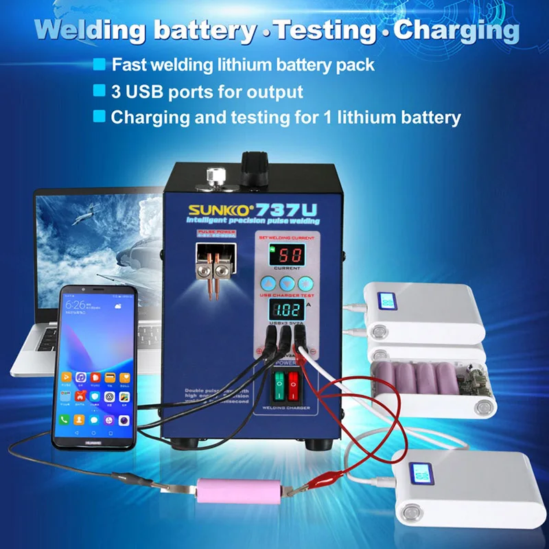 2 IN 1 737U DIY Fast Welding LED Display 18650 Lithium Battery Spot Welder Precision Pulse Spot Welders USB Testing And Charging