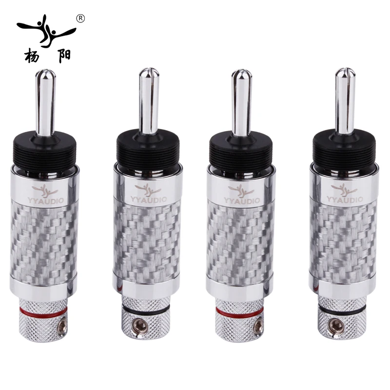 

4 PCS Cable Power Terminal Connector Hifi Banana Plug High Performance Carbon Fiber Rhodium Plated Banana Spade Jack Connecter