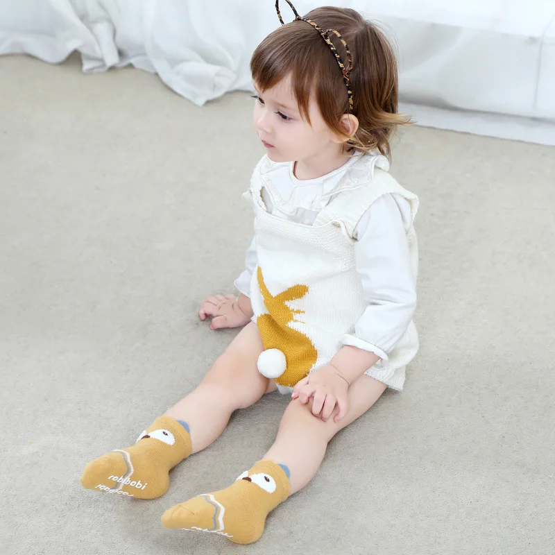 Cute Cartoon Bear Anti-slip Baby Short Cotton Socks 0-2 Years Infant Boy Girl Non Slip Floor Socks