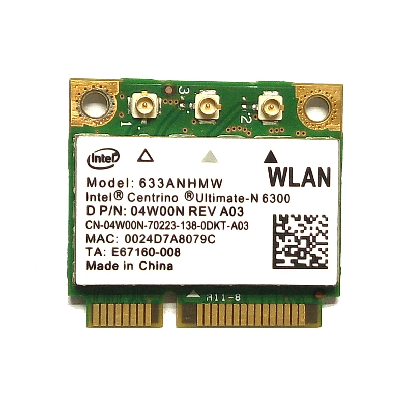 Intel 6300AGN 633ANHMW 2.4GHz &5.0GHz 450Mbps Mini Half Wireless PCI-E WiFi Adapter WLAN Card for Dell/ASUS/Acer P/N:04W00N