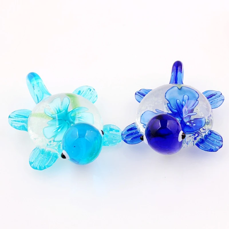 Qianbei Wholesale 6pcs Handmade Murano Lampwork Glass Mix Color Cartoon Turtle Pendant For Necklace