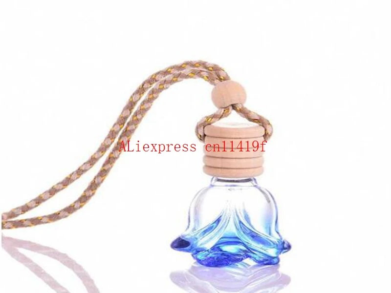 colorful 6ML crystal shape hanging car perfume glass bottle hanging decoration bottle car hanging accessories perfume bottle