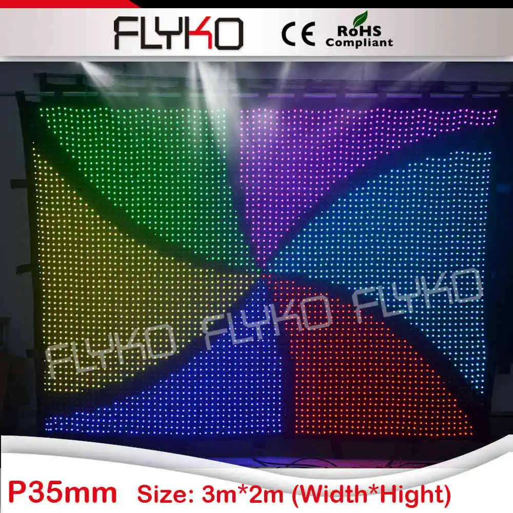 dj light disco party lighting flexible led curtain P35mm 3x2m
