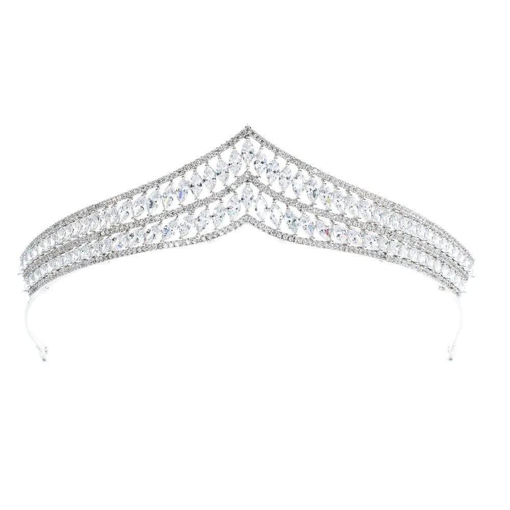 Classic CZ Cubic Zirconia Wedding Bridal Tiara Diadem Crown Women Party Hair Jewelry Accessories CH10140