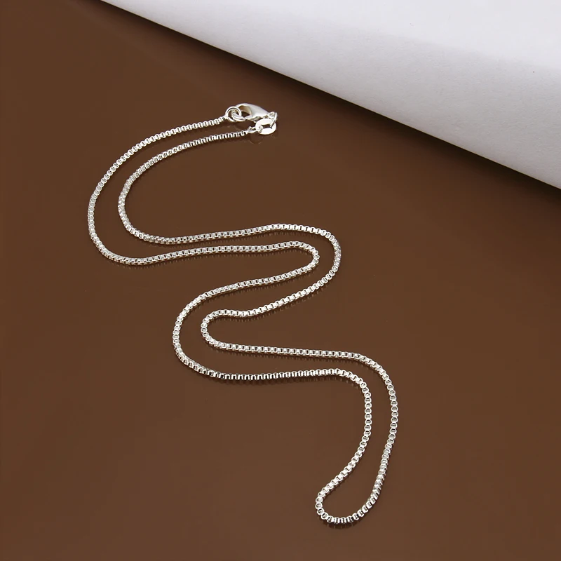 Charms Wedding Party 1MM Box Style Chain Silver 925 Plated Cute Women Men Necklace Jewelry Silver Fashion Cute Necklace C007