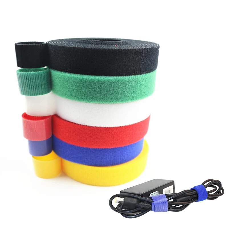 5Meters Reusable Adhesive Fastener Tape Strong Hooks and Loops Fasteners Back to Back Cable Ties Curtain Fastener Magic Tape