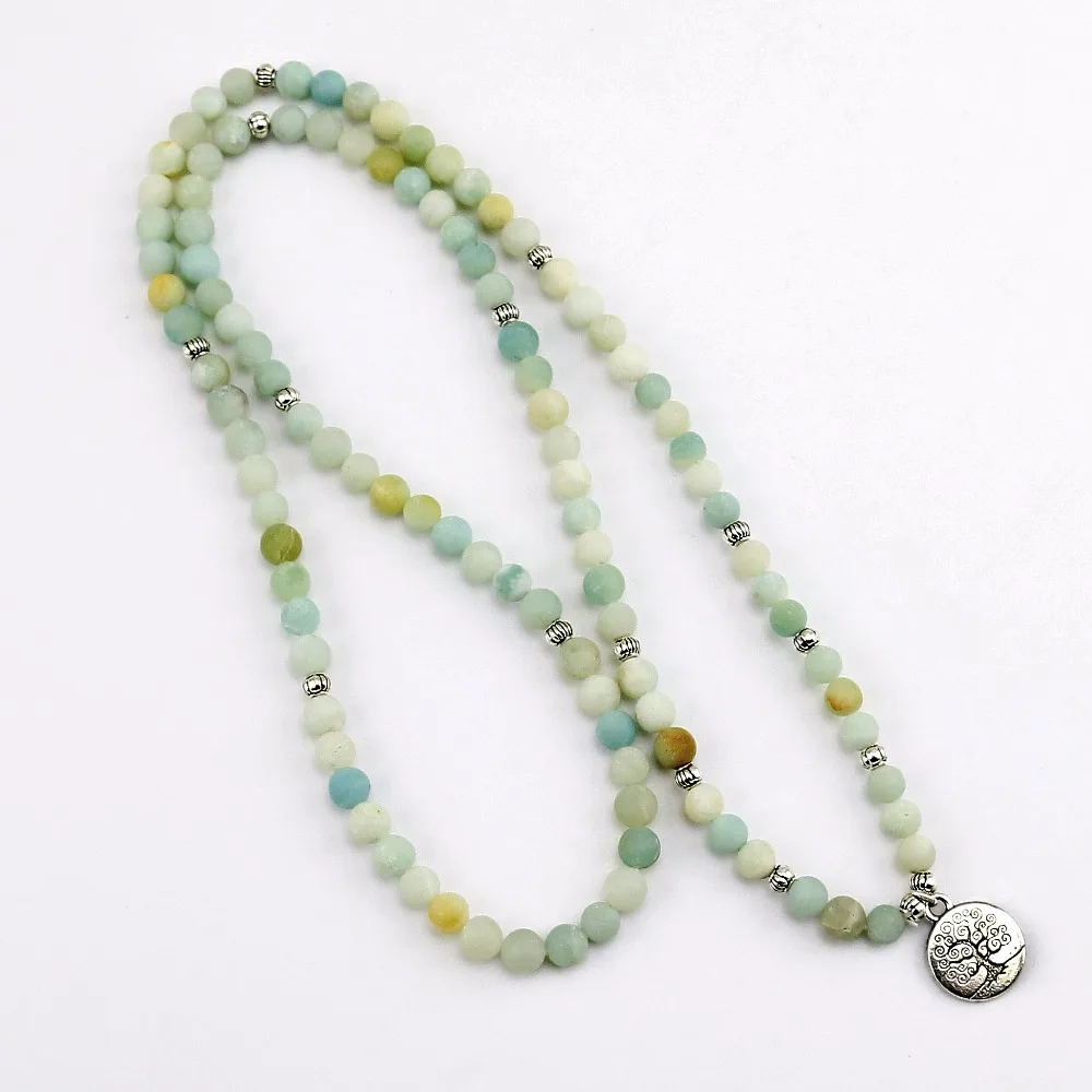 6mm Frosted Amazonite Bracelet Prayer Beads Tree Life bracelet 108 Amazonite Mala Beads Bracelet For Women ,Energy Bracelet