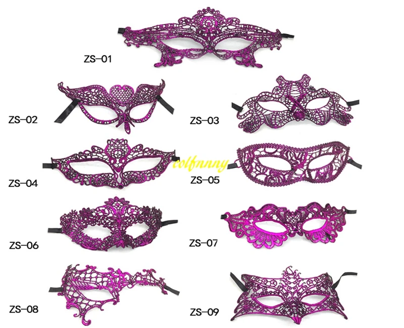 1000pcs/lot Halloween Girls Women Pruple Bronzing Hard setting Mask Sexy Lady Lace Masks Masquerade Party Fancy Dress Costume