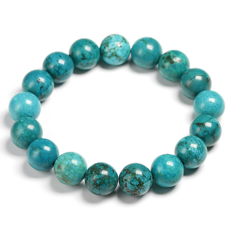 Natural Turquoises Stone 12MM Beads Bracelets for Women Round Beaded Bracelet Men Jewelry Gift Yoga Meditation