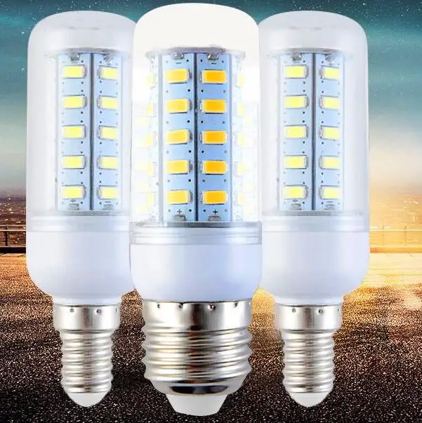 

High Lumen 24 36 48 56 69LEDs E27 E14 220V LED Corn lamp Chandelier 5730 SMD Spot light LEDs Bulb Indoor lighting