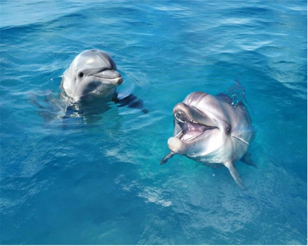 Custom wallpaper murals dolphin water hotel bathroom fresco PVC wallpaper self-adhesive waterproof 3d floor wallpaper
