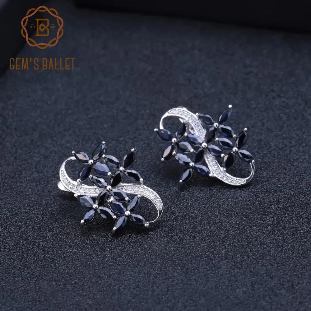 GEM'S BALLET 8.71Ct Natural Marquise Blue Sapphire Gemstone Elegant Stud Earrings 925 Sterling Silver Fine Jewelry for Women