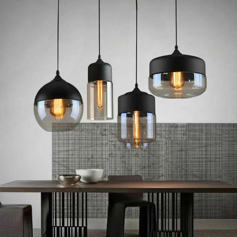 

Nordic Modern Loft Hanging Glass Fixtures LED E27 Pendant Lights for Kitchen Restaurant Bar Living Room Bedroom