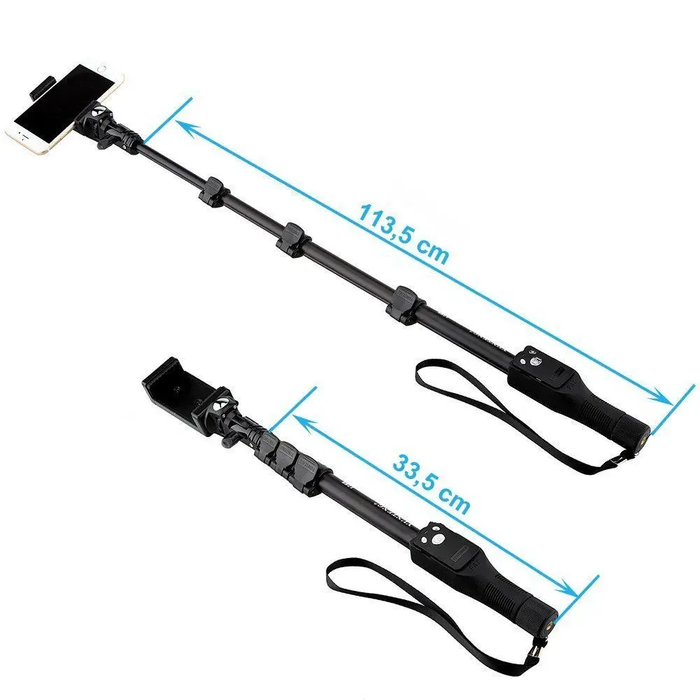 Yunteng YT 1288 Extendable Selfie Stick with Bluetooth Remote Shutter Smartphones Clip Monopod