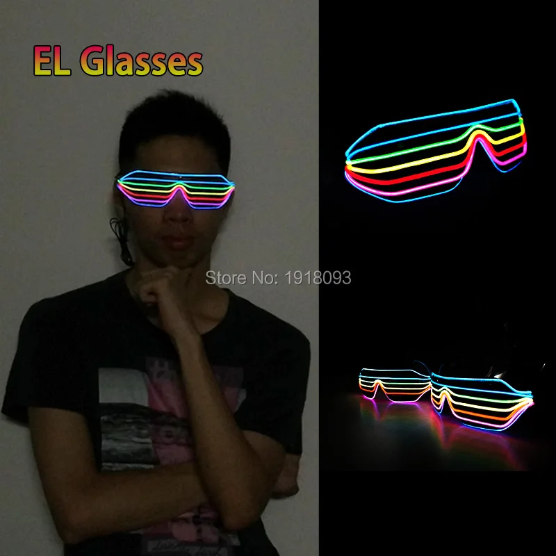 

New design 2 Style Mulit-color Novelty Lighting EL Wire Shutter Glasses By DC3V Steady on Driver For Party decoration