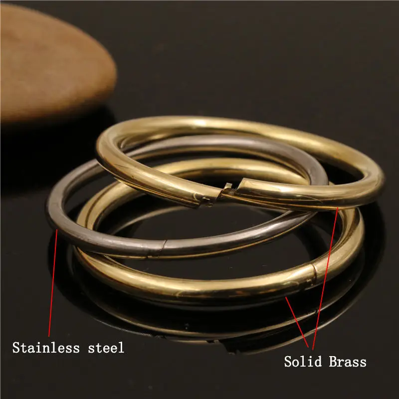 2 pcs Brass/stainless steel Lock O Ring Key Ring loop Quick release keychain loop split rings