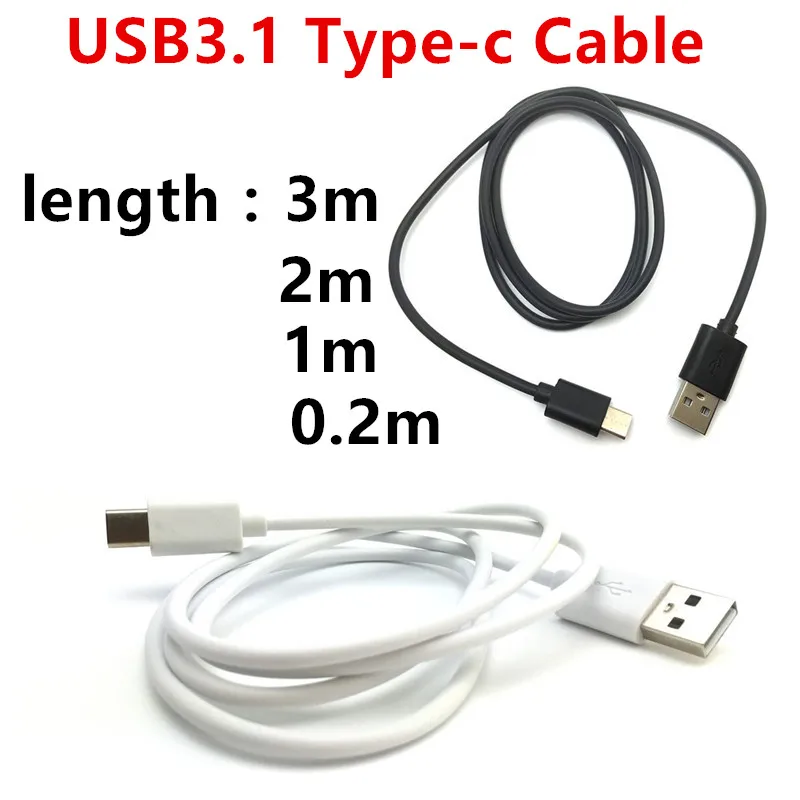 USB 3.1 Type C Cable USB-C Type-C Fast Charging Cord USB 3.1 Data Sync Charge Cable Black & White 0.2m/1m/2m/3m