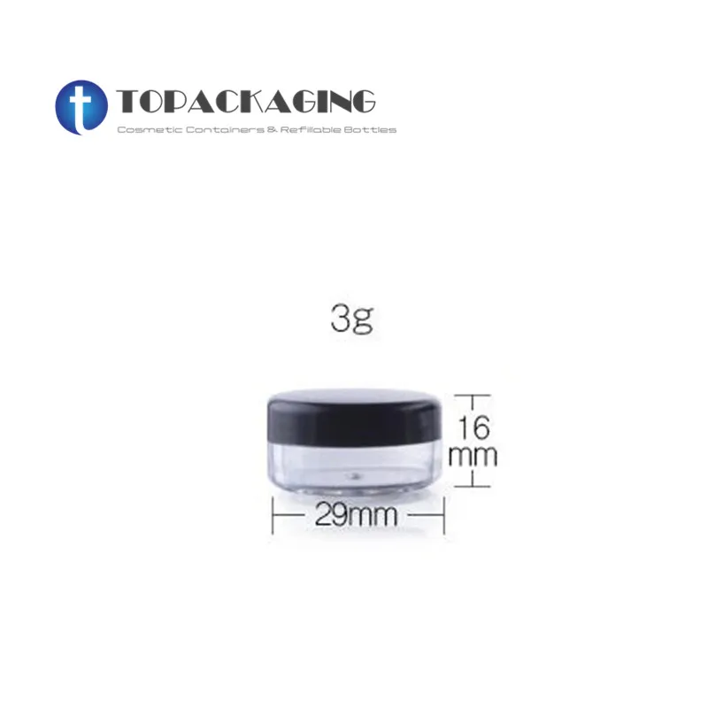 100PCS/LOT-3G Cream Jars,Multicolor Screw Caps,Clear Plastic Makeup Sub-bottling,Empty Cosmetic Container,Sample Mask Canister