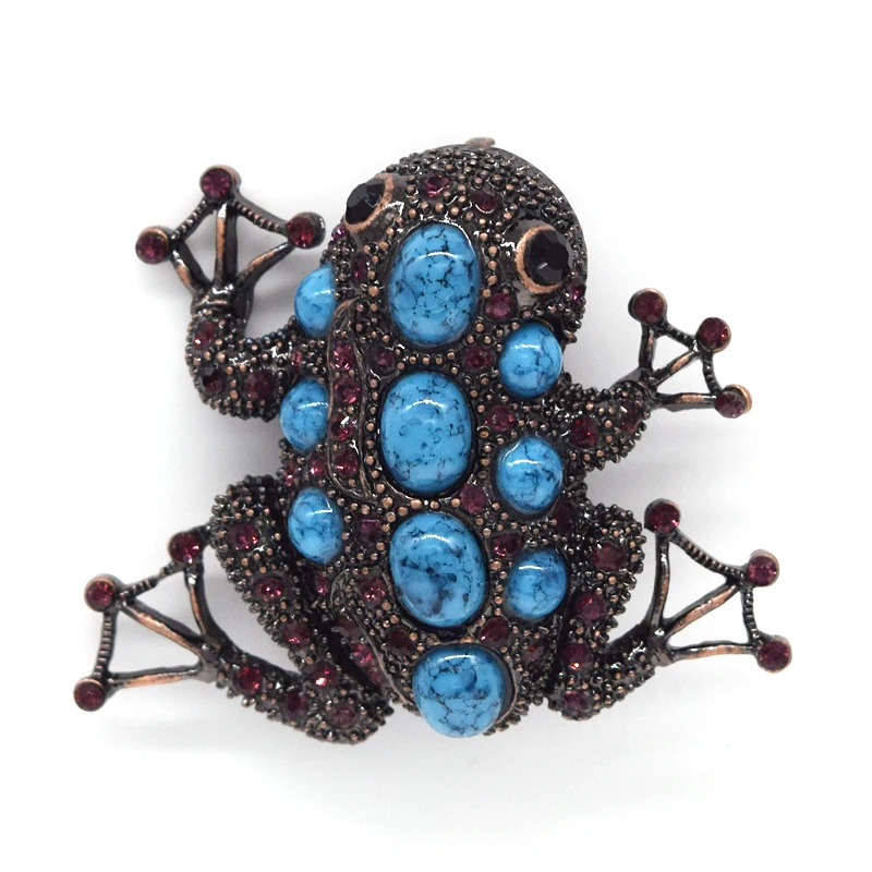 Fashion Rhinestone Purple brooch Frog Pin brooches C623 D3