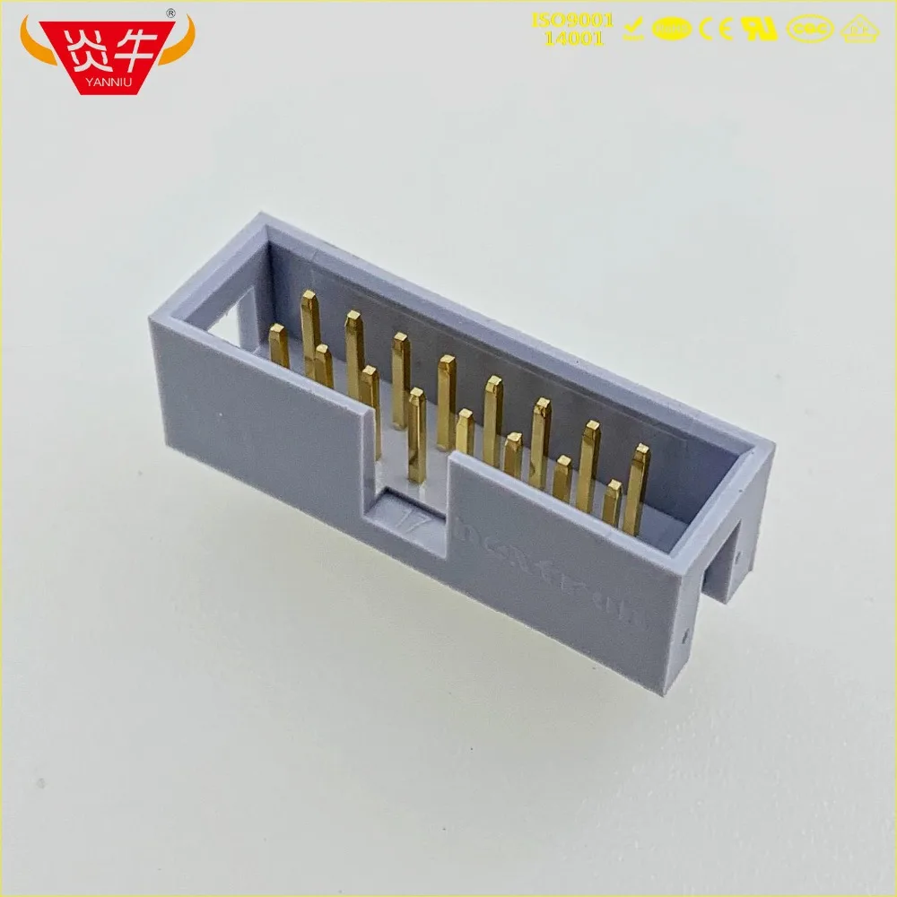 50Pcs DC3-16P GREY WHITE 16PIN IDC SOCKET BOX 2.54mm PITCH BOX HEADER STRAIGHT CONNECTOR CONTACT PART GOLD-PLATED 3Au YANNIU