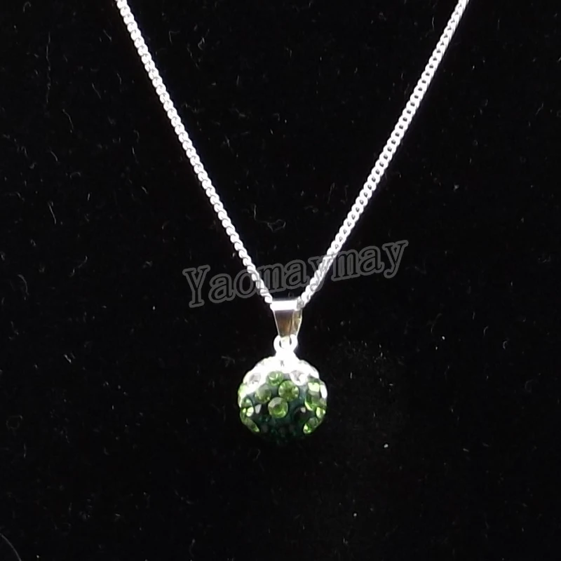 12pcs Gradient Green Disco Ball Rhinestone Pendant 18