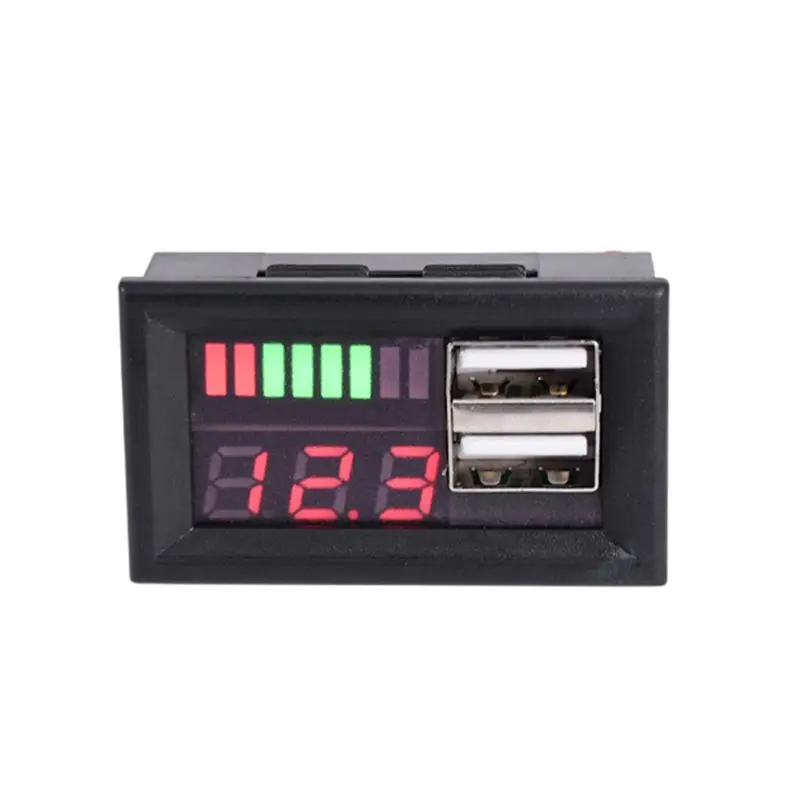 

Red LED Digital Display Voltmeter Mini Voltage Meter Battery Tester Panel For DC 12V Cars Motorcycles Vehicles USB 5V2A output