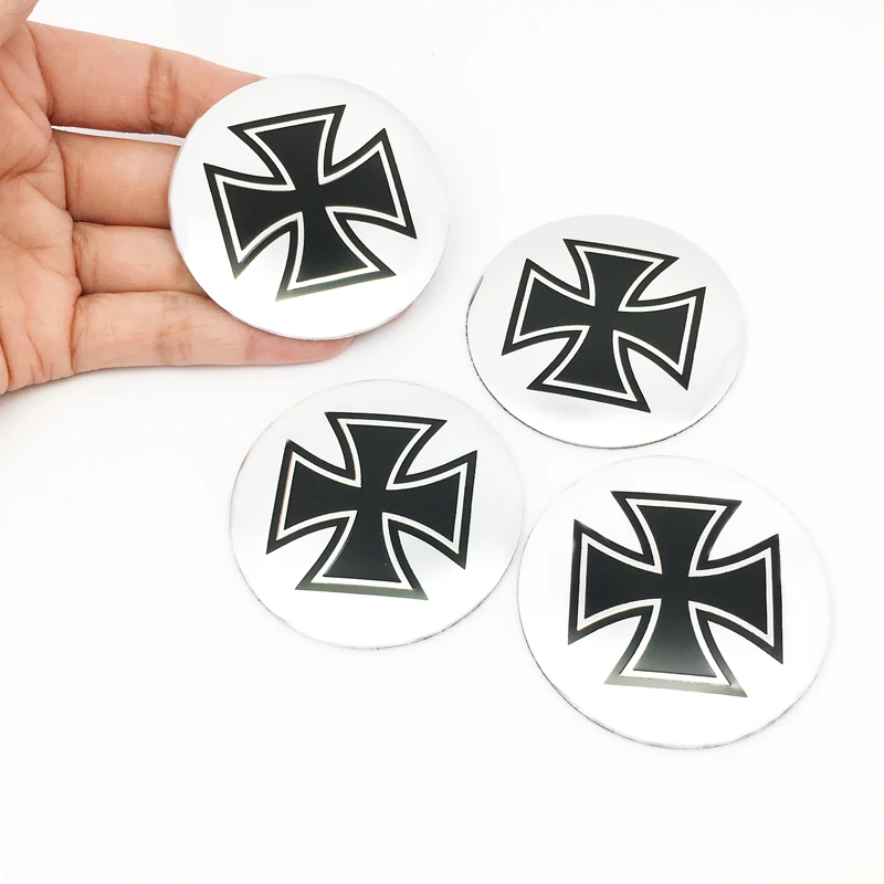 ANTINIYA 4pcs/56.5mm Germany Iron Cross logo aluminum Emblem badge Wheel Center Hub Cap Cover Sticker Wheel car styling