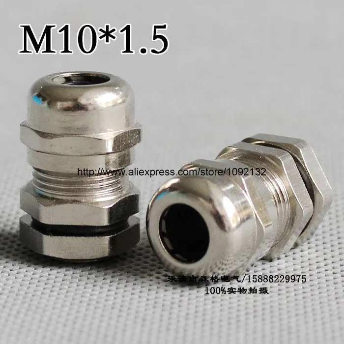 1piece  M10*1.5 Nickel Brass Metal Waterproof Cable Glands connector Apply to Cable 3-6.5mm