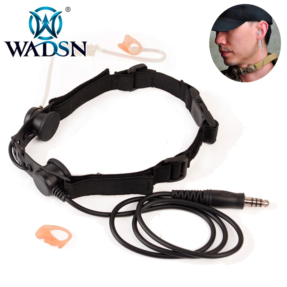 WADSN Tactical Airsoft Throat Microphone Headset Hunting Bodyguard Sniper Throat Mic Tube Tactical Headphones WZ033