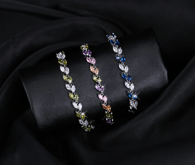 CWWZircons Neuer Trend 2026 Zirkonia-Schmuck Silberfarbener Blatt-Anhänger CZ-Kristall Damen-Armbänder Großhandel S0003 – Detail 13