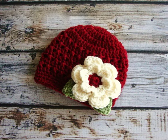 free shipping,Crochet Baby red Beanie,beige flower with Diaper Cover,Crochet hat shorts baby Set Newborn Photo Prop NB-3M