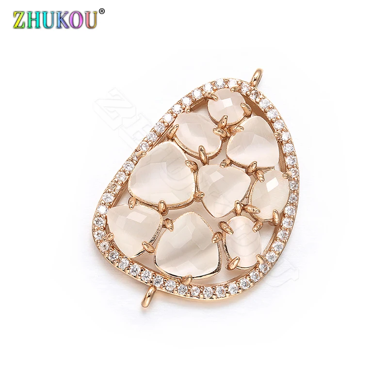 ZHUKOU 23*35mm multi-color D letter earring Jewelry Connectors Crystal Pendant with Bling cz stones Jewelry Findings Accessories