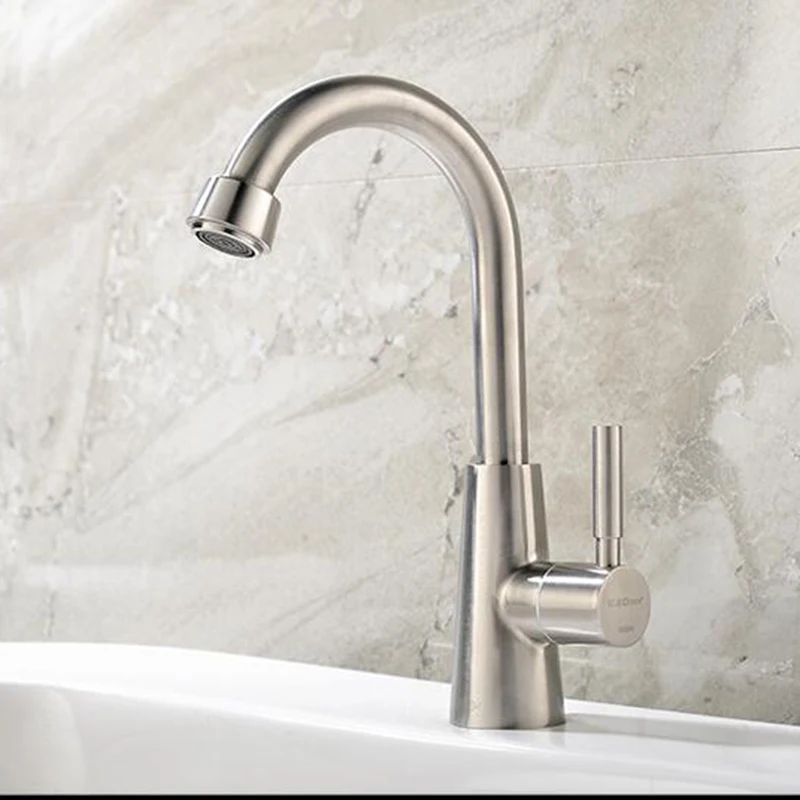 kitchen  304 stainless steel single cold faucet wash a toilet single hole can be rotated touch switch faucet a faucet