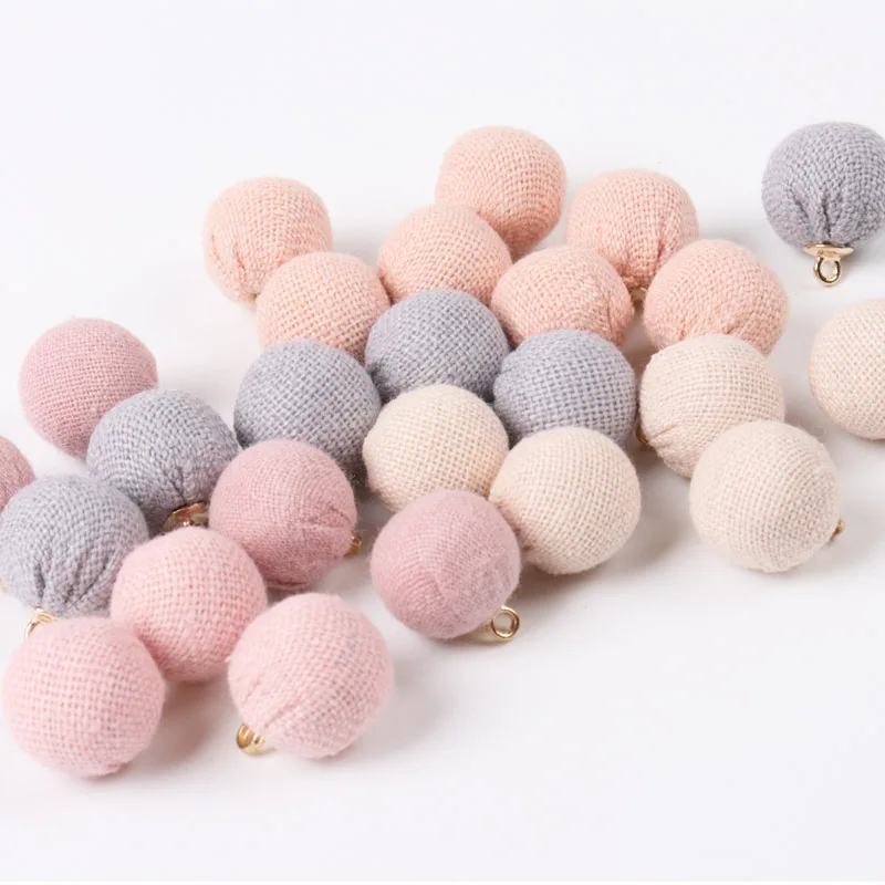 Multicolour Fabric Wool Art Pendant Balls Party Gift Charms Beads Ornament DIY Jewelry Earrings Pendants Handmade 20pcs 15mm