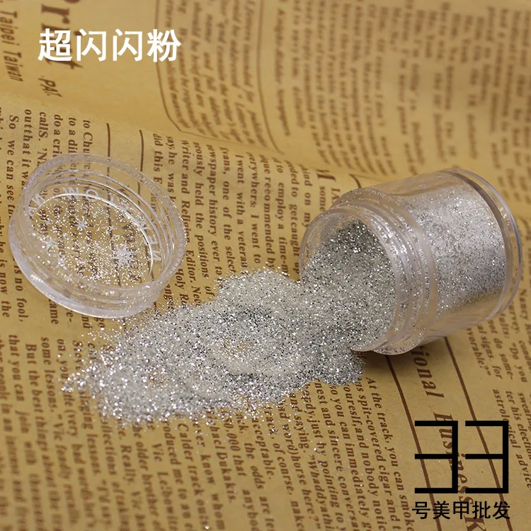 10g/box 1mm Hexagon Silver Nail Glitter Dust Fine Mix 3D Nail Sequins Acrylic Glitter Powder Large Nail Art Tips Decoration 10ML