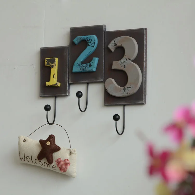 

LOFT mining and wind do the old retro number 123 Wall Hook shot props European style creative home