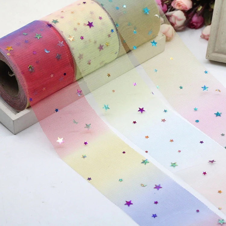 Hot 60mm (1 meter/lot) Bling Bling Rainbow Sequin chiffon organza Ribbon DIY Handmade Materials Wedding party Gift Wrap supplies