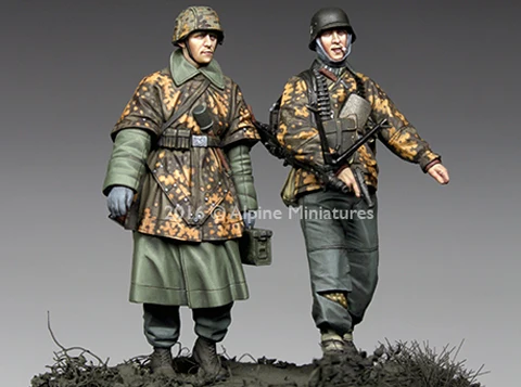 1/35 KG Hansen at Poteau Set #1, 2 figures, Resin Model Soldier GK, World War II military theme, Unassembled and unpainted kit