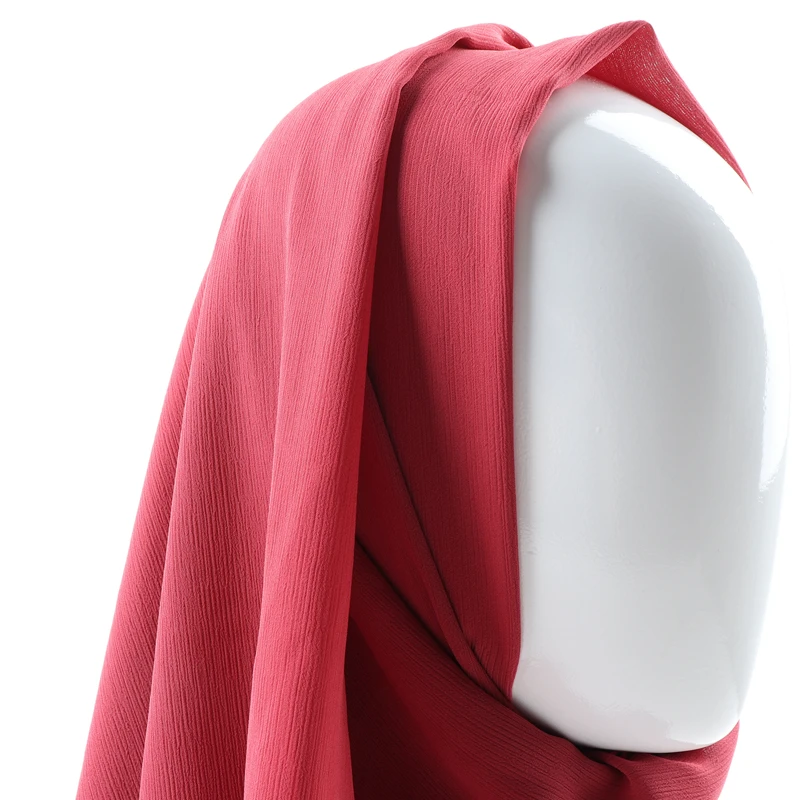 70*180cm One Piece Women Solid Plain Crepe Chiffon Hijab Wraps Soft Long Islam Shawls Muslim Crinkle Scarves