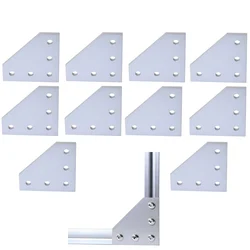 10pcs/lot 3D Printer Aluminum L Shaped 5 Hole 60x60x4mm Joining Plate for 2020 v-slot/L-slot Aluminum Extrusion